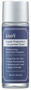 DearKlairs Supple Preparation Unscented Toner, Soothing, Fast Absorbing, Non-Irritating, Fragrance-Free, Trial Size, K-Routine, Korean Skin Care, 1.01 Fl Oz