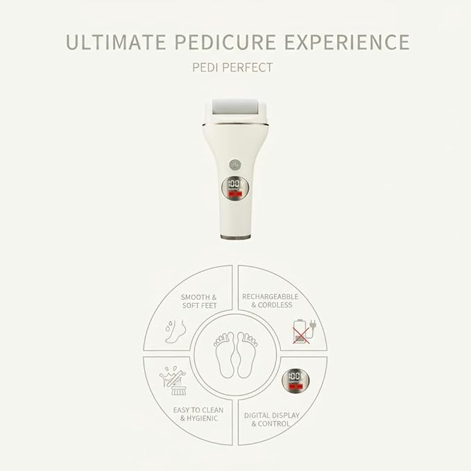 Painless & Efficient Electric Callus Remover – Rechargeable Cordless, IPX5 Waterproof Gentle for Cracked Heels, Dry Skin, Portable Home Spa with 3 Heads, Dead Skin Remover
