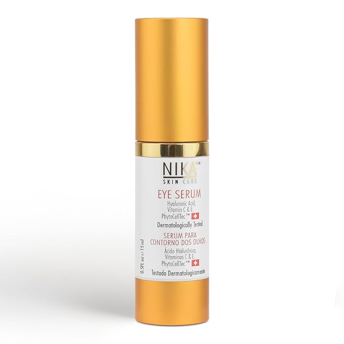 NIKA SKIN CARE - Eye Serum with Vitamin C & E, Hyaluronic Acid, Caffeine, and Swiss Apple Stem Cells - Day & Night