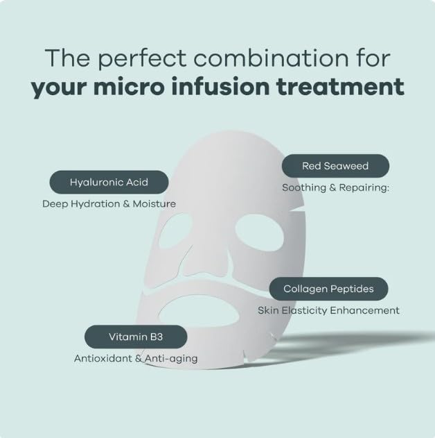 Seranova Collagen Face Mask with Hyaluronic Acid, Vitamin B3 & Red Seaweed – Hydrating, Firming & Brightening Sheet Mask for Radiant, Refreshed Skin