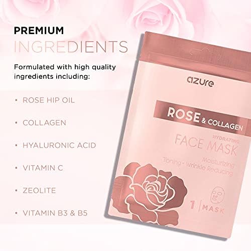 Azure Cosmetics Skin Treatment Mask - Deeply Hydrates, Tightens and Smooths Dry Skin, Softens Wrinkles and Fine Lines, Radiant and Glowing Skin