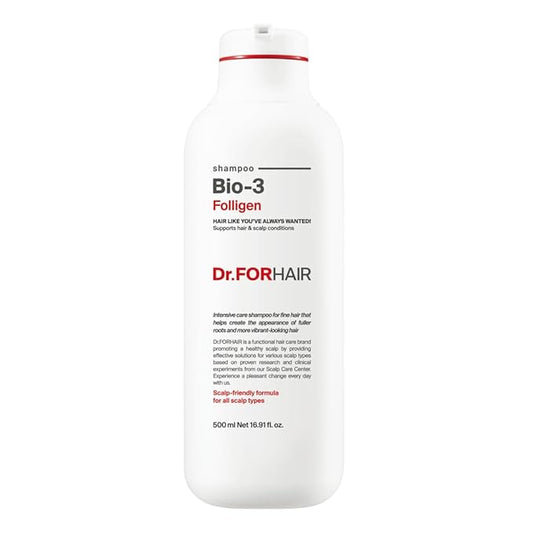 Dr.FORHAIR Folligen Bio-3 Shampoo | Korean Hair Care | Clarifying, Volumizing & Root Boost | For Hair Thickening & Fuller Looking, 16.91 fl oz