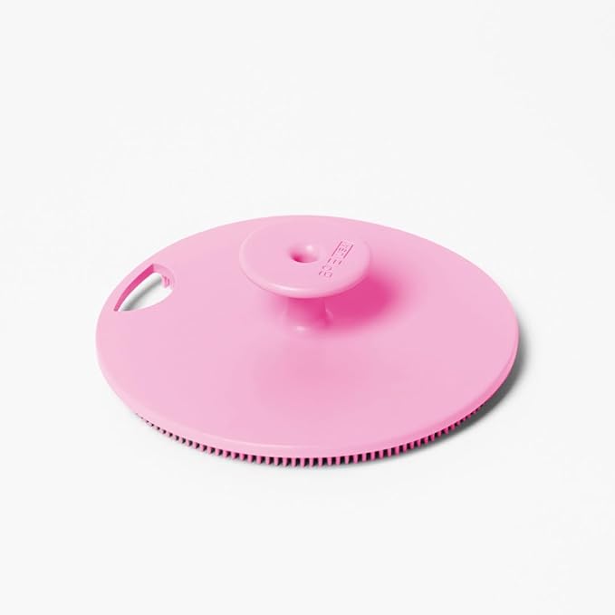 Boie USA Body Scrubber with Handle - Hygienic, Exfoliating Loofah Alternative - Feels Like Silicone Scrubber Gentle on Sensitive Skin, Hypoallergenic, BPA & Latex-Free, Made in The USA (Pink)