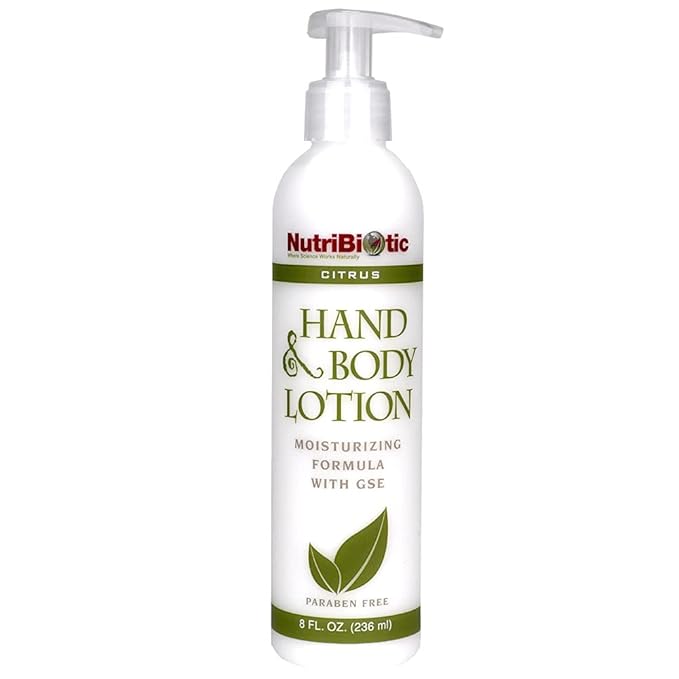 NutriBiotic – Hand & Body Lotion, Citrus, 8 Fl Oz | Biodegradable | Vegan | Gentle Moisturizing | No Dyes or Colorings | pH Balanced | with Citricidal Brand Grapefruit Seed Extract | No Parabens