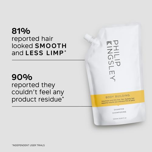 PHILIP KINGSLEY | Body Building Weightless Shampoo | Volumizing Shampoo for Fine, Limp, Flat, Flyaway Hair | Hydrates, Thickens, Lifts and Adds Volume and Shine | 33.8oz Refill Pouch