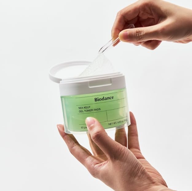 Biodance Sea Kelp Gel Toner Pads, Calming & Balancing Toner Pads for Sensitive Skin, Oil & Sebum Control, Refreshing Blemish Care, Korean Skincare, Stocking Stuffersㅣ4.93 fl.oz.(140g)*60Pads