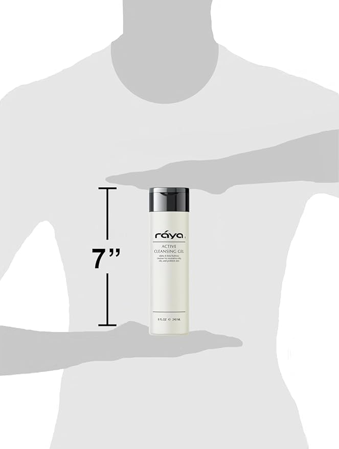 Raya Active Facial Cleansing Gel (G-107), Oil Control Cleanser with AHA and BHA, Deep Pore Gel for Oily and Break-Out Skin, Gentle Face Wash for Women and Men, Suitable for Daily Use, 8oz or 16oz btl