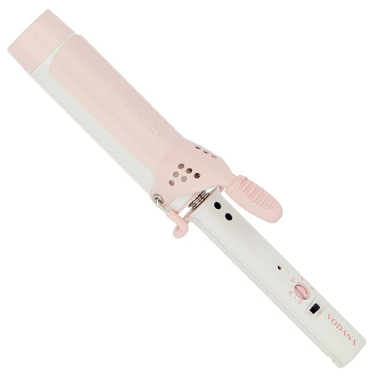 VODANA Professional GlamWave Ceramic Curling Iron, Natural Curls, Hair Curler, Curling Wand, Available in USA (Strawberry Cream, 1.4 inch)
