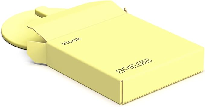 Boie USA Bathroom Hook - for Hanging Shower or Bathroom Tools Like Loofahs and Scrubbers. Shower Hook for Loofah, Wash Cloths, and All Bath Tools. Easy to Remove (Yellow)