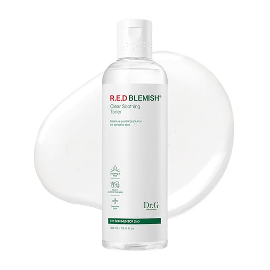 Dr. G R.E.D. Blemish Clear Soothing Toner - Korean Soothing Toner for Glowing Skin - Soothes Irritation Clear Skin - Mild Exfoliant - with AHA, BHA & Centella Asiatica - 10.14 fl oz