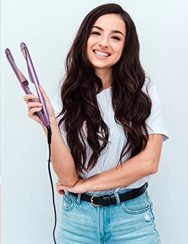 ANGENIL Professional Ion Flat Iron Curling Iron in One, Hair Straightener and Curler 2 in 1, Dual Voltage Twist Flat Irons with Digital LCD Display Adjustable Temp for All Hair Types