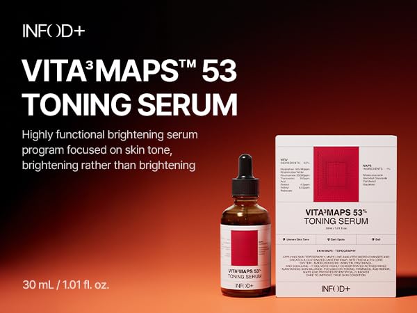 INFODPLUS VITA³MAPS 53 Toning Serum – Niacinamide & Sea Buckthorn | Brightening, Dark Spot Corrector, Even Skin Tone Night Serum