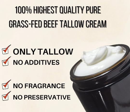 Whipped Grass-Fed Beef Tallow cream, unscented tallow balm for skin, dry skin body butter, whipped tallow Face and Body moisturizer 4fl.oz (Unscented)