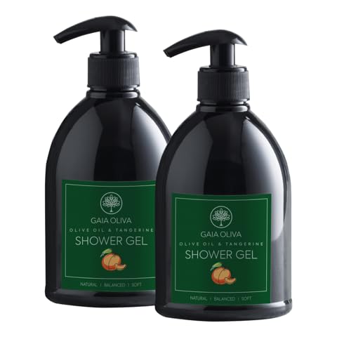 GAIA Oliva Olive Oil Shower Gel – Natural Body Wash with Tangerine, Hydrating, Moisturizing Body Wash for Women & Men, Plant-based Bath & Shower Gel for Dry Skin, 16.9 Fl Oz (Pack Of 2)