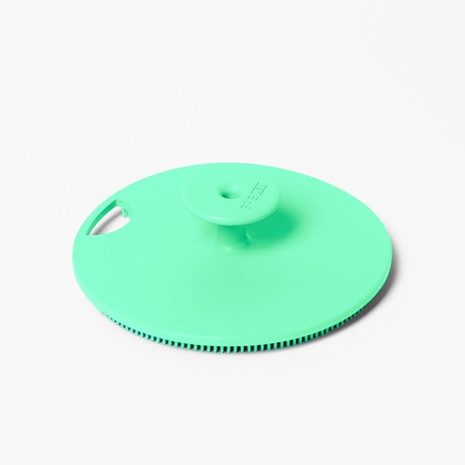 Boie USA Body Scrubber with Handle - Hygienic, Exfoliating Loofah Alternative - Feels Like Silicone Scrubber Gentle on Sensitive Skin, Hypoallergenic, BPA & Latex-Free, Made in The USA (Mint)