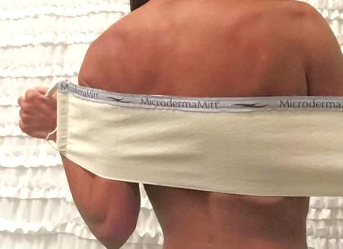 MicrodermaMitt Deep Exfoliating Back Scrubber for Bath & Shower - Dead & Dry Skin Remover - Double-Sided Exfoliator - Body Wash Cloth for Men & Women