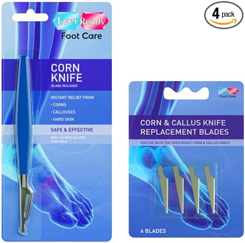 Ever Ready Corn & Callus Trimmer - Instant Relief from Corns | Removes Dry, Hard & Cracked Skin | Home Pedicure Treatment for Footcare + 4 x Replacement Blades