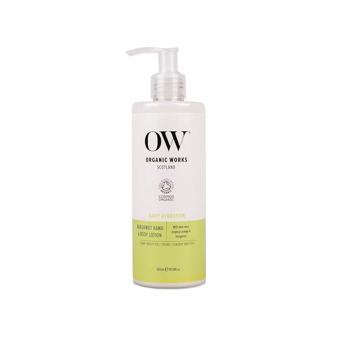 Organic Works Daily Hydration Hand and Body Lotion - Enriched with Vitamin E and C, Shea Butter Lotion for All Skin Types - Bergamot - 10.14 oz