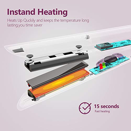 ANGENIL Professional Titanium Flat Iron 1 inch, Hair Straightener and Curler 2 in 1 with Adjustable Temp for All Hair Types, Anti-Static, Dual Voltage Travel Size with Silicone Resistant Mat Pouch