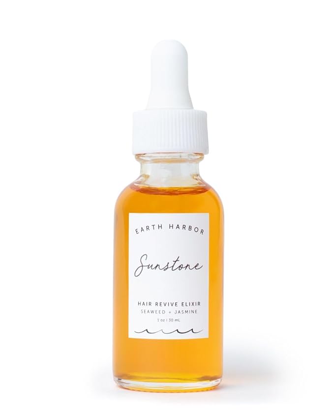 Sunstone Hair Revive Elixir - Organic Hair Oil for Growth, Repair & Moisture | Vegan, Cruelty-Free | Coconut, Seaweed, Jasmine & Calendula | Nourishes Scalp & Revitalizes Dry, Damaged Hair | 1 oz