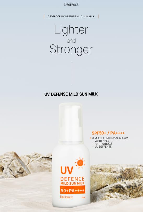 Deoproce UV Defence Mild Sun Milk SPF50+ PA++++ | Lightweight & Gentle Sun Protection | 55ml