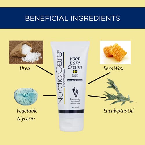 Nordic Care Foot Care Cream Intensive Repair - Repairs & Hydrates Dry & Cracked Heels, 10% Urea Cream Treats Severely Dry Feet, Cracked Heels & Callus Removal, Lanolin-free | 6 Oz (Pack of 2)