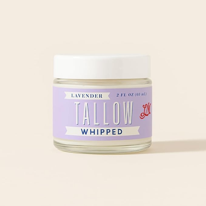 Whipped Tallow 2oz - All Natural Face Cream + Whole Body Moisturizer for Dry Skin - Made With Scented Oil Blend - No Preservatives, Parabens or Seed Oils - USA Made (Lavender)