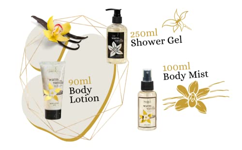 Bath and Body Gift Basket For Women and Men Warm Vanilla Bath & Body Collection Gift Basket, Includes Shower Gel, Bubble Bath, Body Lotion, Body Mist & More - Appreciation Gift Ideas