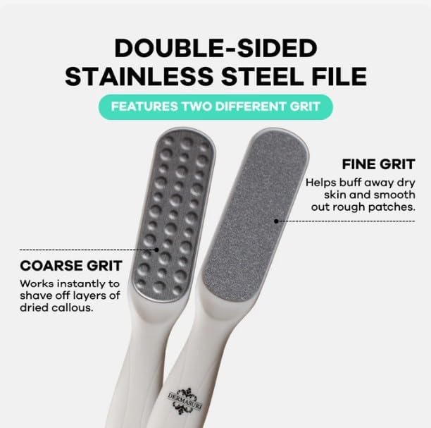 Dermasuri - Callus Remover Foot Scrub - Exfoliating Feet Spray-on Formula and Reusable Deluxe Sole File - Dead Skin Remover, Callus Rasp Scrubber, Peel & Soften Cracked Heels - Deluxe Pedicure Spa Kit