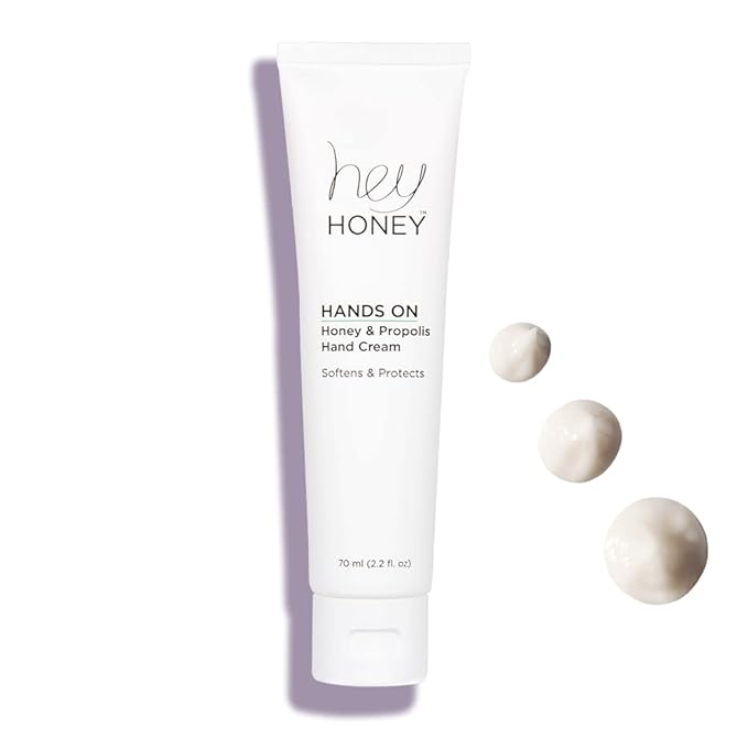 Hey Honey Hand Cream for Extremely Dry Cracked Hands & Elbows - Instant Relief with Shea Butter, Honey & Propolis - Cracked Skin Repair Moisturizer - Fast Absorbing 2.2 Oz