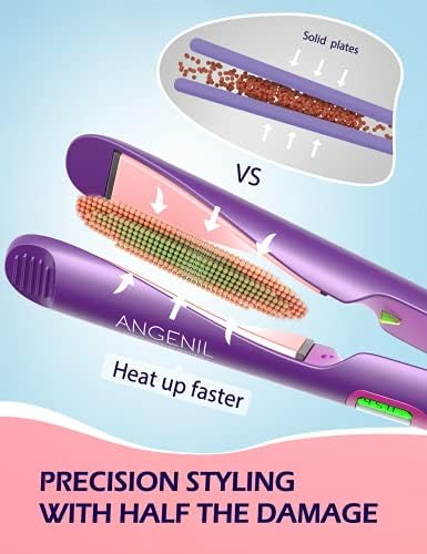 ANGENIL Professional Ion Flat Iron Curling Iron in One, Hair Straightener and Curler 2 in 1, Dual Voltage Twist Flat Irons with Digital LCD Display Adjustable Temp for All Hair Types