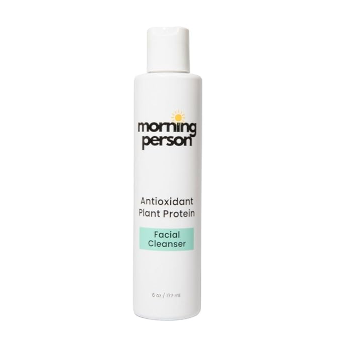 Morning Person Antioxidant Plant Protein Facial Cleanser - Calming And Soothing With Green Tea And Aloe Vera - Hydrating And De-Puffing - Sulfate and Paraben Free