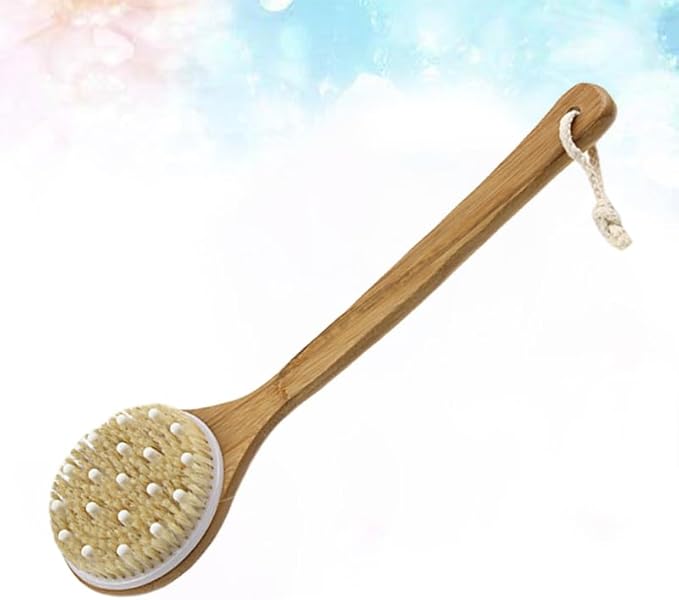 PACKOVE Back Scrubber for Shower, Dry Brushing Body Brush Exfoliating Body Scrubber Long Handle Back Scrubber Body Exfoliator for Women Men