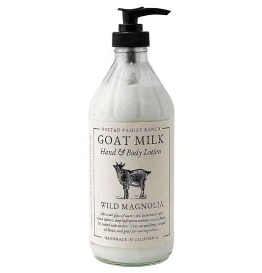 Goat Milk Body Lotion for Dry Sensitive Skin – Natural Moisturizer for Face, Hands & Body – Handmade, Fast-Absorbing, Lightweight, Non-Greasy – Multiple Scents (16oz, Wild Magnolia)