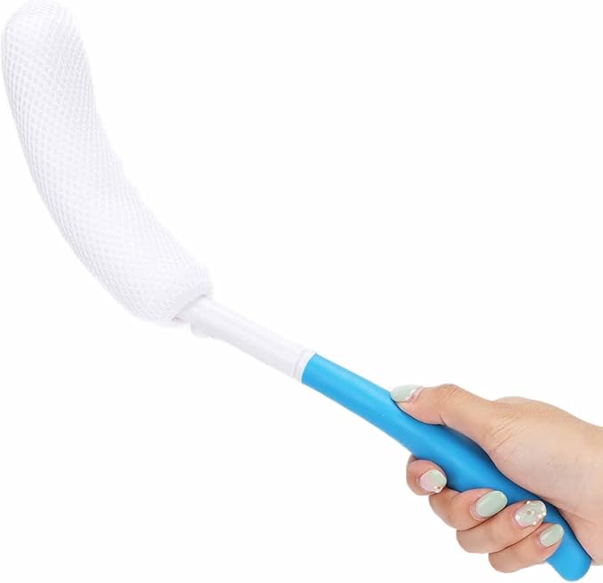 Shower Brush Long Handle,Bath Brush Long Curved Handle Soft Sponge Body Cleaning Exfoliating Shower Brushes Back Brush Scrubber Body Skin Exfoliation Tool Handled Bath Body Brush for Men Women