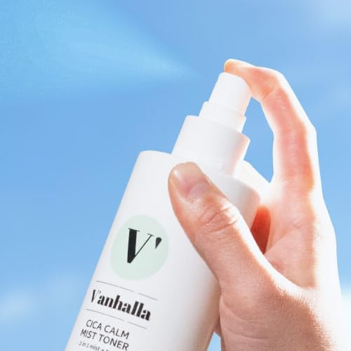 V’anhalla Cica Calm Mist Toner 8.45fl.oz | Vegan, pH5.5, Calming, Refreshing, Hydrating, Gentle exfoliating, pH balancing. Facial Mist Toner with Centella asiatica extract 6%, Panthenol 1%