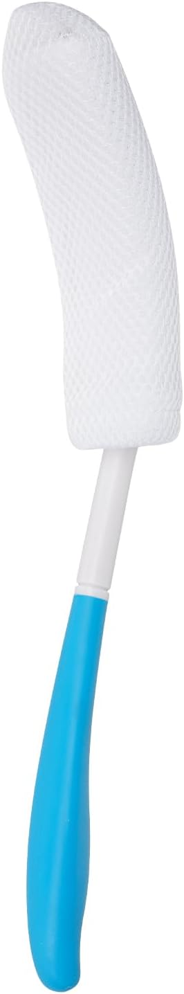 15.35" Curved Bath Body Brush Anti-Slip Long Handle Sponge Shower Back Brush for Elderly Pregnant People
