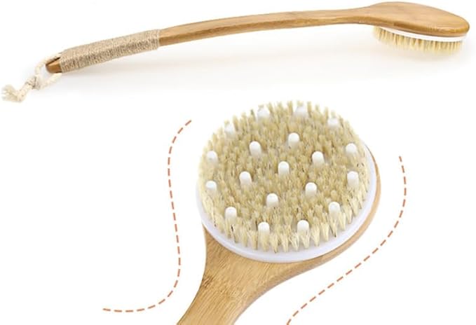 PACKOVE Back Scrubber for Shower, Dry Brushing Body Brush Exfoliating Body Scrubber Long Handle Back Scrubber Body Exfoliator for Women Men