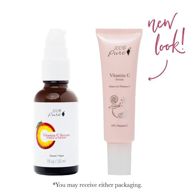 100% PURE Vitamin C Face Serum Hydrating Glow Skin Care with ALA Aloe + Vitamin E Oil - Daily Firming & Correcting Anti Aging Facial Moisturizer for Women & Men All Skin Types, Vegan - 1 Fl Oz