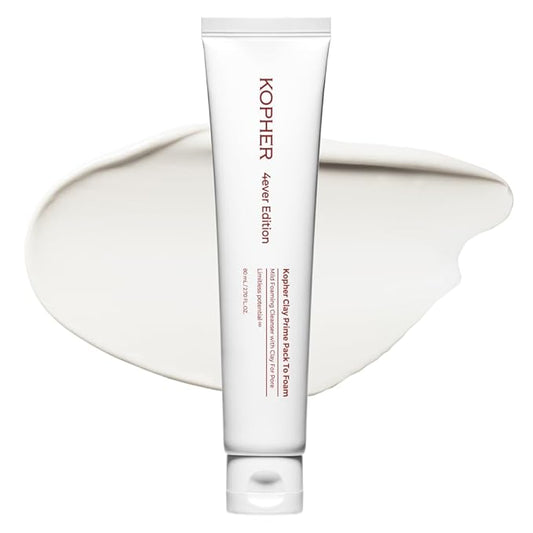 Kopher Clay Prime Pack to Foam [4ever Edition] Facial Cleanser: Hydrating & Purifying Cleanser for Sensitive Skin - Makeup Remover, pH Balanced, Korean Skincare (2.7 fl.oz.)