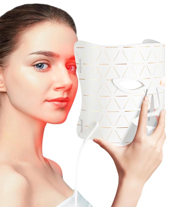 FOLOKE LED Light Therapy Mask Skin Care Mask, LED Red Light Therapy 630nm & 830nm Wavelength for Home Use, Body Beauty Machine for Care at Home (White)