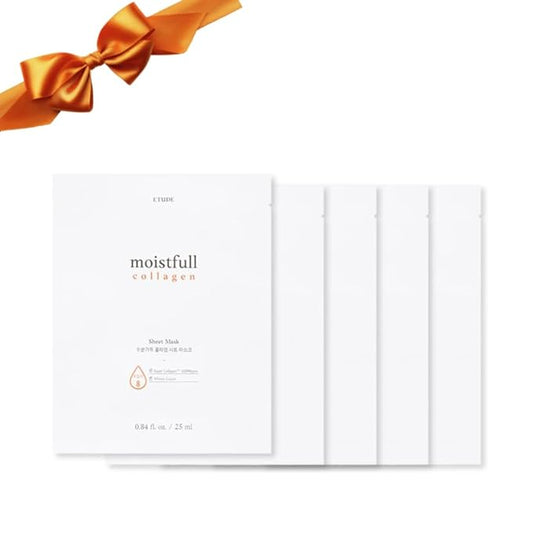 ETUDE Moistfull Collagen Sheet Mask 5pcs SET, Face Mask, Face Moisturizer, Super Collagen Water, Lupinus Albus Protein, Vegan Certified, Sensitive Skin, Deep Hydration, Korean Skin Care, Beauty