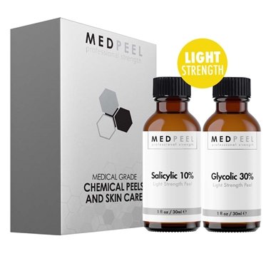 MedPeel Glycolic Acid Peel - Light Strength Chemical Peel Set - with Alpha & Beta Hydroxy Acid Face Peel for all Skin Tones - 10% Salicylic 30ml/1fl oz, 30% Glycolic