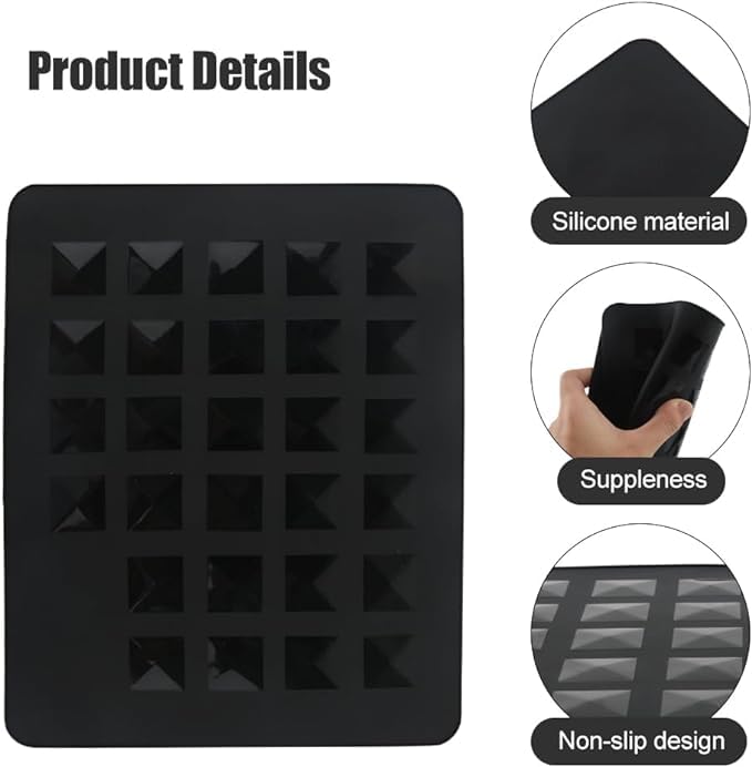 Professional Silicone Heat Resistant Mat, Heat Mat for Curling Iron, Flat Iron, Hair Styling Tools Appliances Dryer Salon Tools Hair Stylist, with Hook Loop Strips (Block Black)