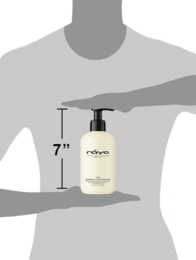 Raya Chamomile Facial Cleansing Milk 16 oz (152) | Gentle, Soap-Free Fluid Cleanser and Make-Up Removing Lotion for Dry and Sensitive Skin | Helps Calm Irritations and Refine Pores