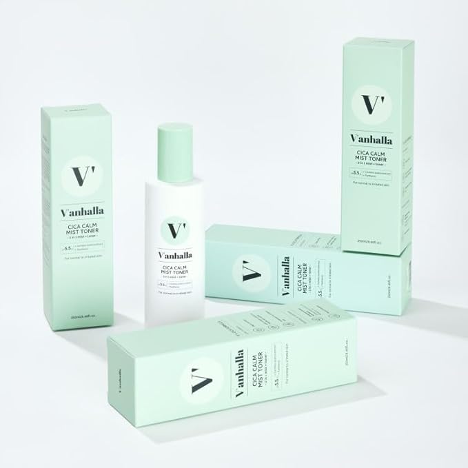 V’anhalla Cica Calm Mist Toner 8.45fl.oz | Vegan, pH5.5, Calming, Refreshing, Hydrating, Gentle exfoliating, pH balancing. Facial Mist Toner with Centella asiatica extract 6%, Panthenol 1%