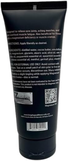 Living the Good Life Naturally Magnesium Muscle Cream Transdermal Magnesium Lotion with Blue Emu, Peppermint, Menthol, and Magnesium Chloride for Muscle Recovery - Travel Size, 3.4 oz