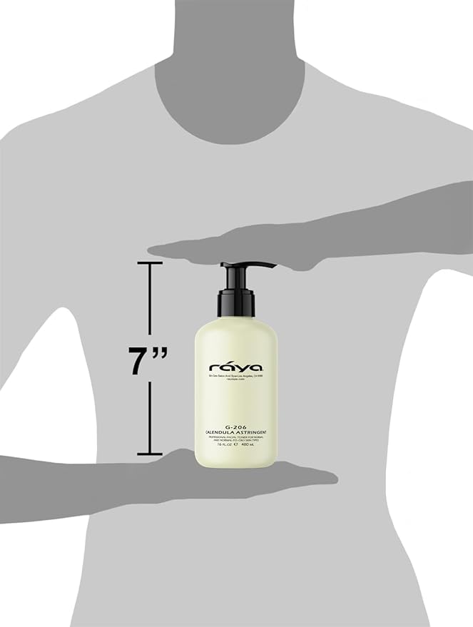 RAYA Calendula Astringent with AHA 16 oz (G-206) | Glycolic Facial Toner for Combo and Partially Oily Skin Prone to Break-Outs | Helps Normalize pH and Fight Bacteria | Made with Alpha Hydroxy Acids