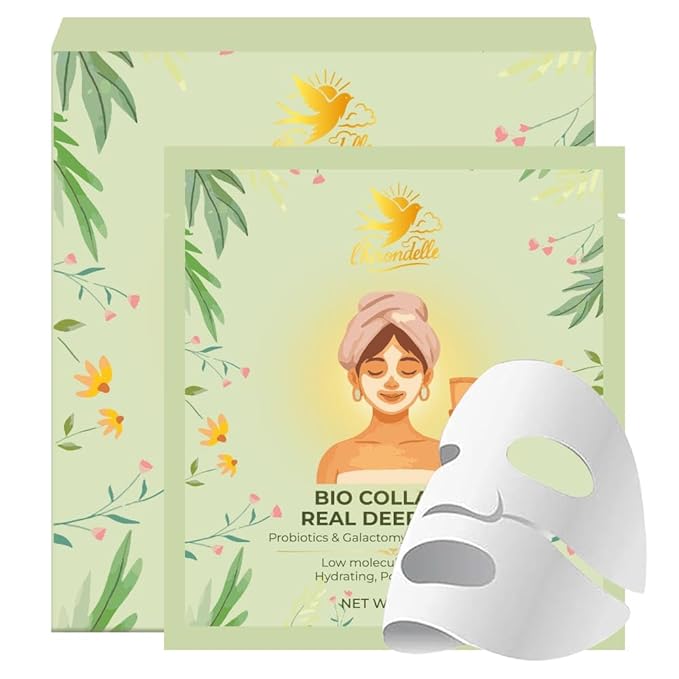 L'HIRONDELLE Collagen Face Mask, Bio Collagen face Mask, Deep Hydrating Sheet Mask Collagen and Probiotics, Overnight Mask for Women & Men Facial Skincare for Elasticity and Pore Minimizing 4 Pack