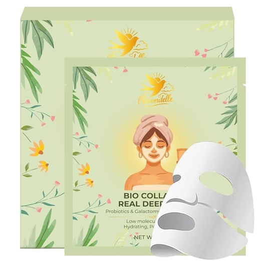 L'HIRONDELLE Collagen Face Mask, Bio Collagen face Mask, Deep Hydrating Sheet Mask Collagen and Probiotics, Overnight Mask for Women & Men Facial Skincare for Elasticity and Pore Minimizing 4 Pack